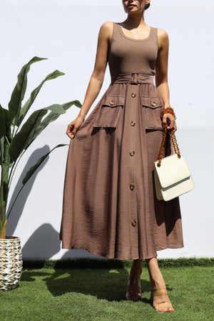 DD8272, TANK TOP POCKET MIDI DRESS