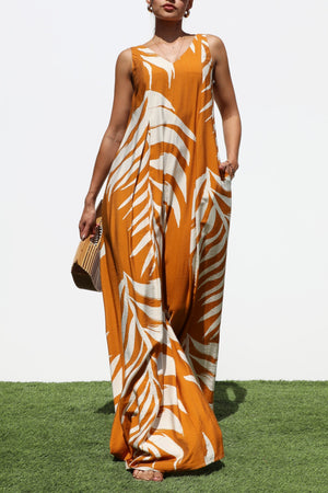 DD7990, LEAF LOOSE FIT JUMPSUIT