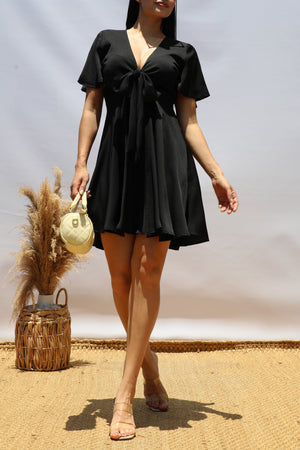 DD8491, FRONT TIE SATIN MINI DRESS