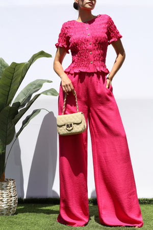 DD8197, SMOCKED TOP AND PANT SET