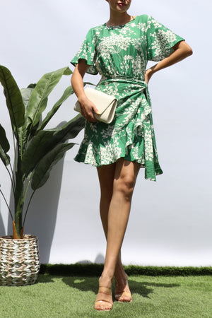 DD8177, FLORAL WRAP MINI DRESS