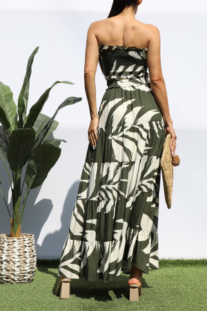 DD8334, SMOCKED TOP AND TIERED SKIRT SET