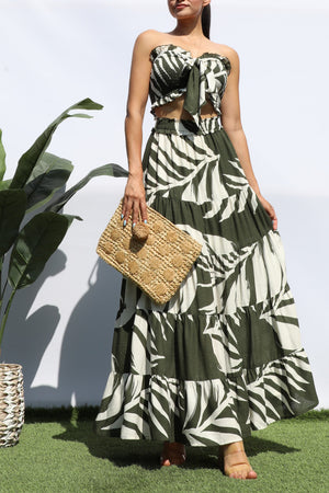 DD8334, SMOCKED TOP AND TIERED SKIRT SET