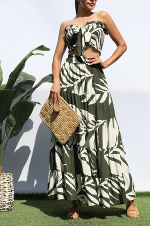 DD8334, SMOCKED TOP AND TIERED SKIRT SET