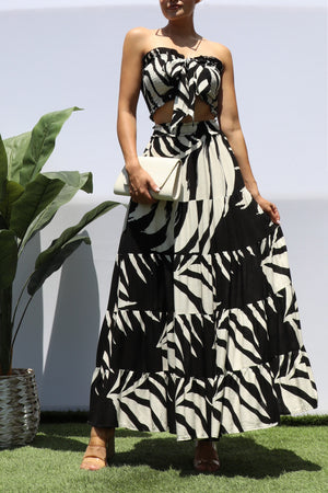 DD8334, SMOCKED TOP AND TIERED SKIRT SET