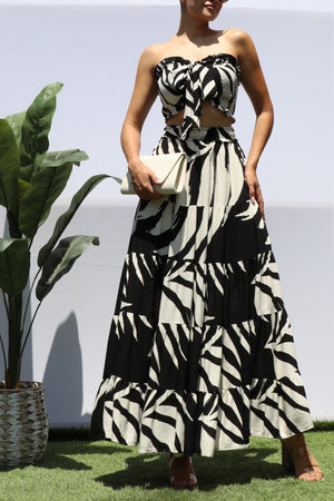 DD8334, SMOCKED TOP AND TIERED SKIRT SET