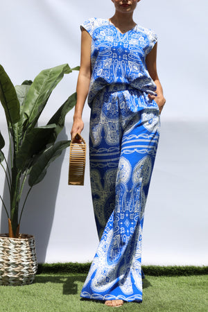 DD8333, PRINTED LOOSE FIT TOP AND PANTS SET