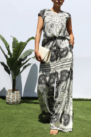 DD8333, PRINTED LOOSE FIT TOP AND PANTS SET