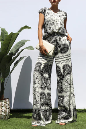 DD8333, PRINTED LOOSE FIT TOP AND PANTS SET