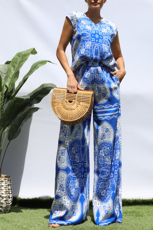 DD8333, PRINTED LOOSE FIT TOP AND PANTS SET