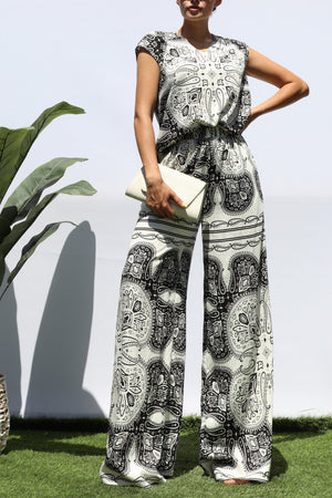 DD8333, PRINTED LOOSE FIT TOP AND PANTS SET