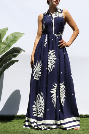 DD8327, PRINTED BUTTON DOWN SHIRT MAXI DRESS