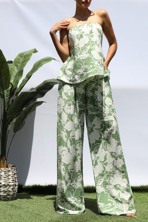 DD8303, PRINTED TUBE TOP AND PANTS SET