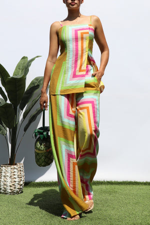 DD8321, PRINTED TOP AND PANTS SET