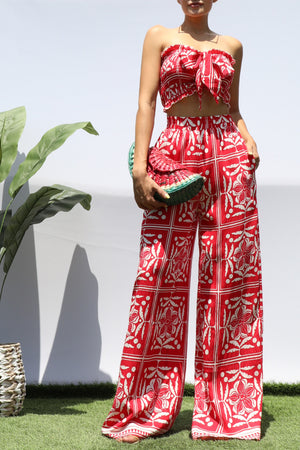 DD8331, PRINTED SMOCKED TOP AND PANTS SET