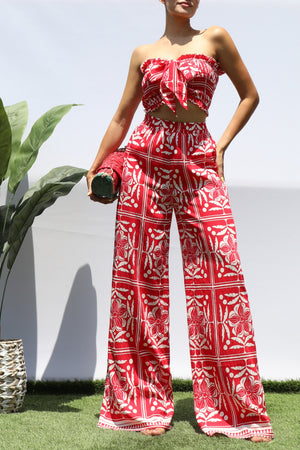 DD8331, PRINTED SMOCKED TOP AND PANTS SET