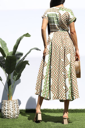 DD8329, PRINTED LOOSE FIT MIDI DRESS