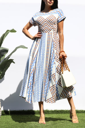 DD8329, PRINTED LOOSE FIT MIDI DRESS