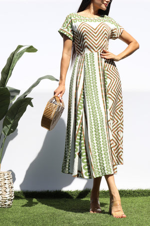 DD8329, PRINTED LOOSE FIT MIDI DRESS