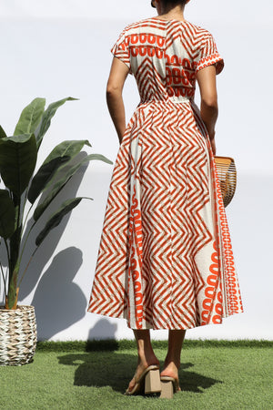 DD8329, PRINTED LOOSE FIT MIDI DRESS