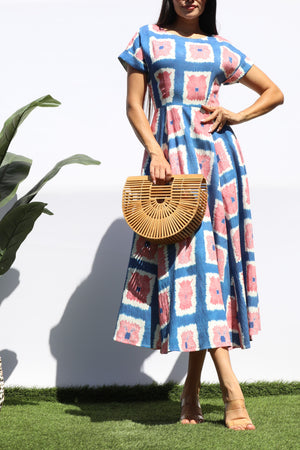DD8313, PRINTED LOOSE FIT MIDI DRESS