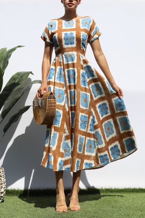 DD8313, PRINTED LOOSE FIT MIDI DRESS