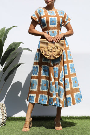 DD8313, PRINTED LOOSE FIT MIDI DRESS