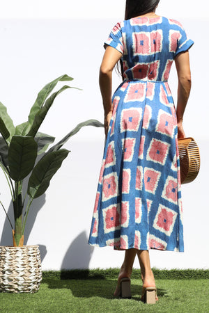 DD8313, PRINTED LOOSE FIT MIDI DRESS