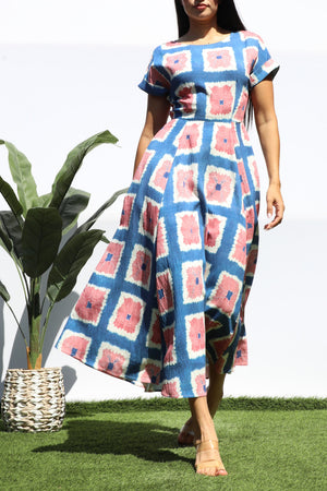 DD8313, PRINTED LOOSE FIT MIDI DRESS