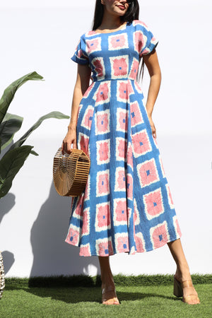 DD8313, PRINTED LOOSE FIT MIDI DRESS
