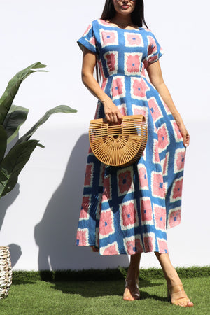 DD8313, PRINTED LOOSE FIT MIDI DRESS