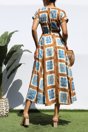 DD8313, PRINTED LOOSE FIT MIDI DRESS