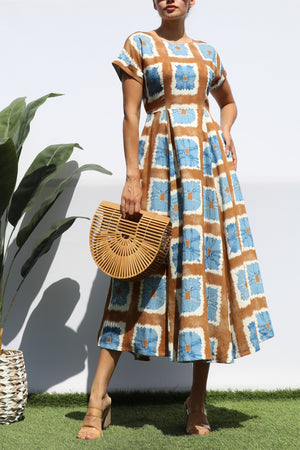 DD8313, PRINTED LOOSE FIT MIDI DRESS