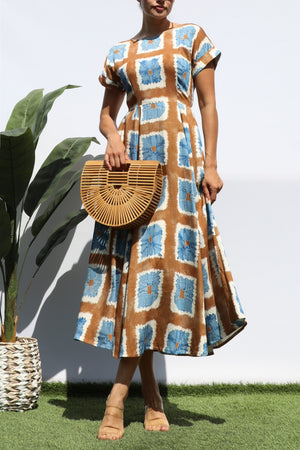 DD8313, PRINTED LOOSE FIT MIDI DRESS