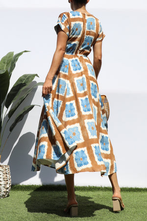 DD8313, PRINTED LOOSE FIT MIDI DRESS