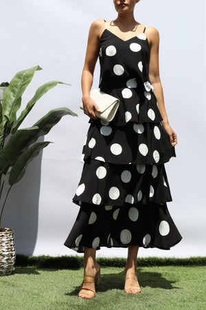 DD8362, POLKA DOT TANK TOP AND TIERED SKIRT SET