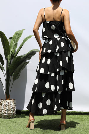 DD8362, POLKA DOT TANK TOP AND TIERED SKIRT SET