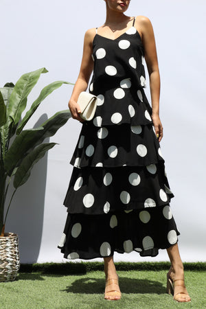 DD8362, POLKA DOT TANK TOP AND TIERED SKIRT SET