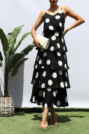 DD8362, POLKA DOT TANK TOP AND TIERED SKIRT SET