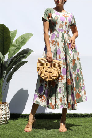 DD8289, PRINTED LOOSE FIT MIDI DRESS