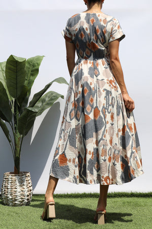 DD8289, PRINTED LOOSE FIT MIDI DRESS