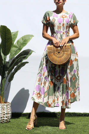 DD8289, PRINTED LOOSE FIT MIDI DRESS
