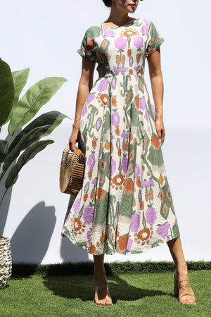 DD8289, PRINTED LOOSE FIT MIDI DRESS