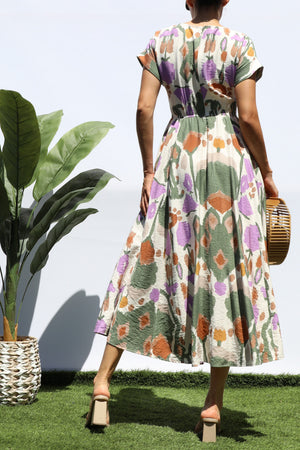 DD8289, PRINTED LOOSE FIT MIDI DRESS