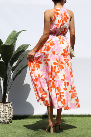 DD8286, FLORAL TIERED MIDI DRESS