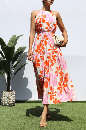 DD8286, FLORAL TIERED MIDI DRESS
