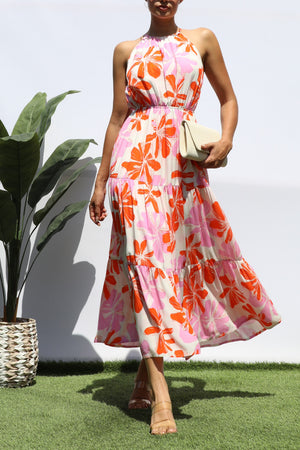 DD8286, FLORAL TIERED MIDI DRESS