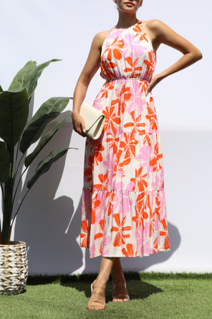 DD8286, FLORAL TIERED MIDI DRESS