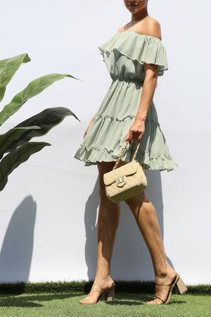 DD2146, OFF SHOULDER MINI DRESS