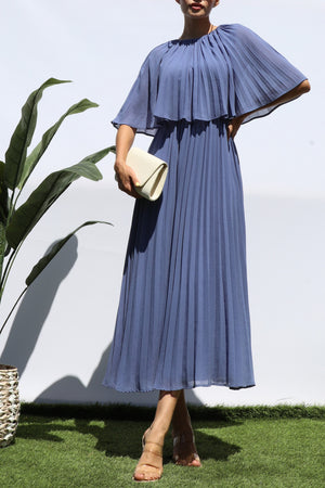 DD7533, PLEATED CAPE MIDI DRESS